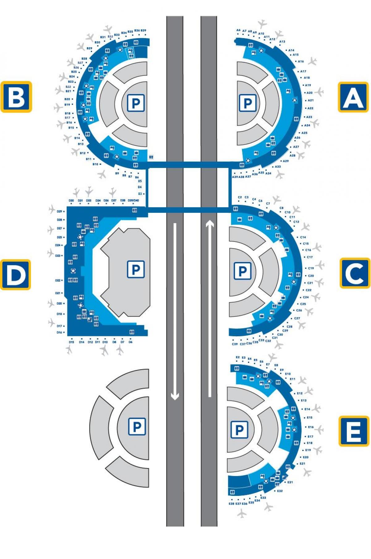 DFW airport terminal et kart