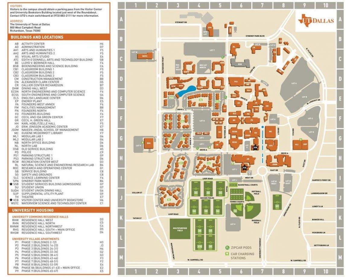 university of Texas og Dallas kart
