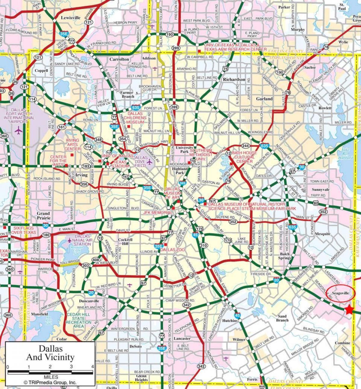 kart av Dallas forstedene