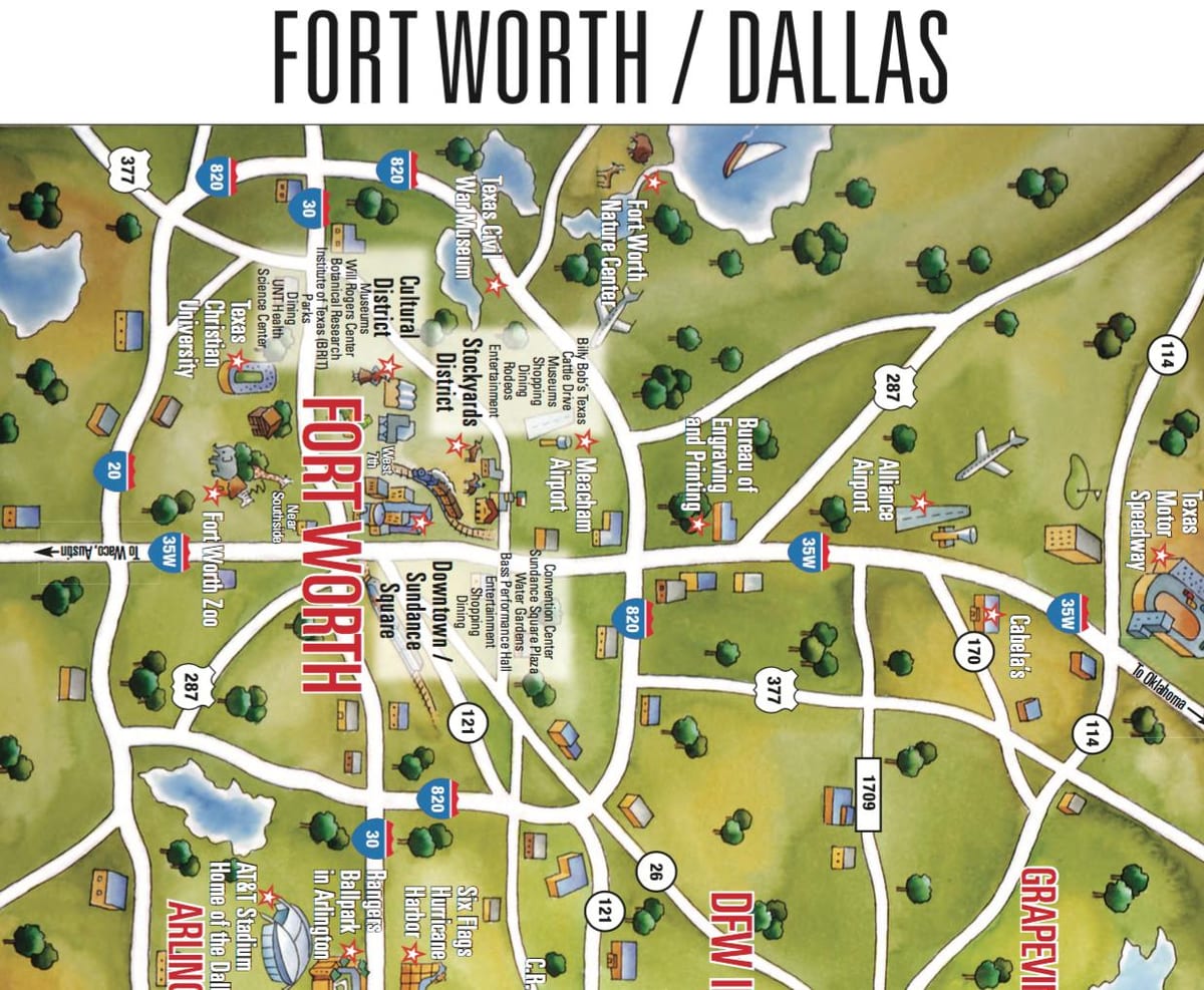 kartet over Dallas-Fort Worth-området