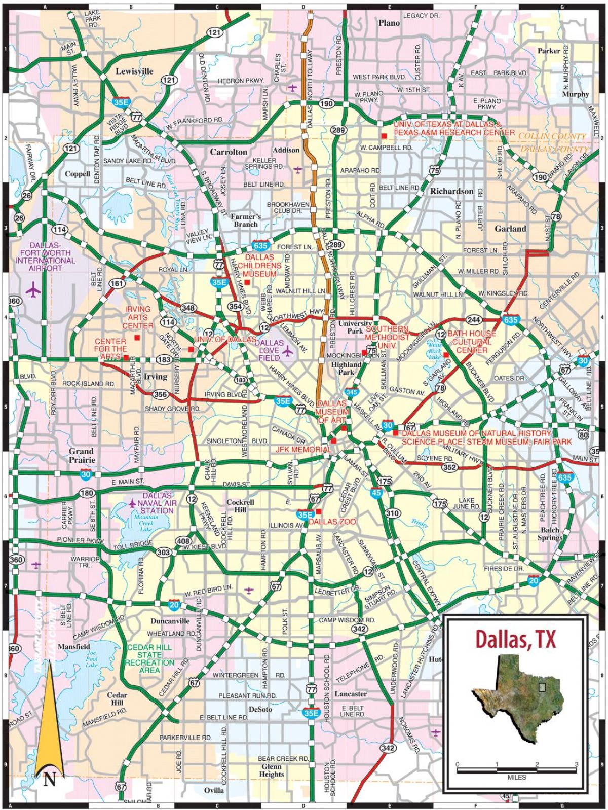 byen Dallas kart