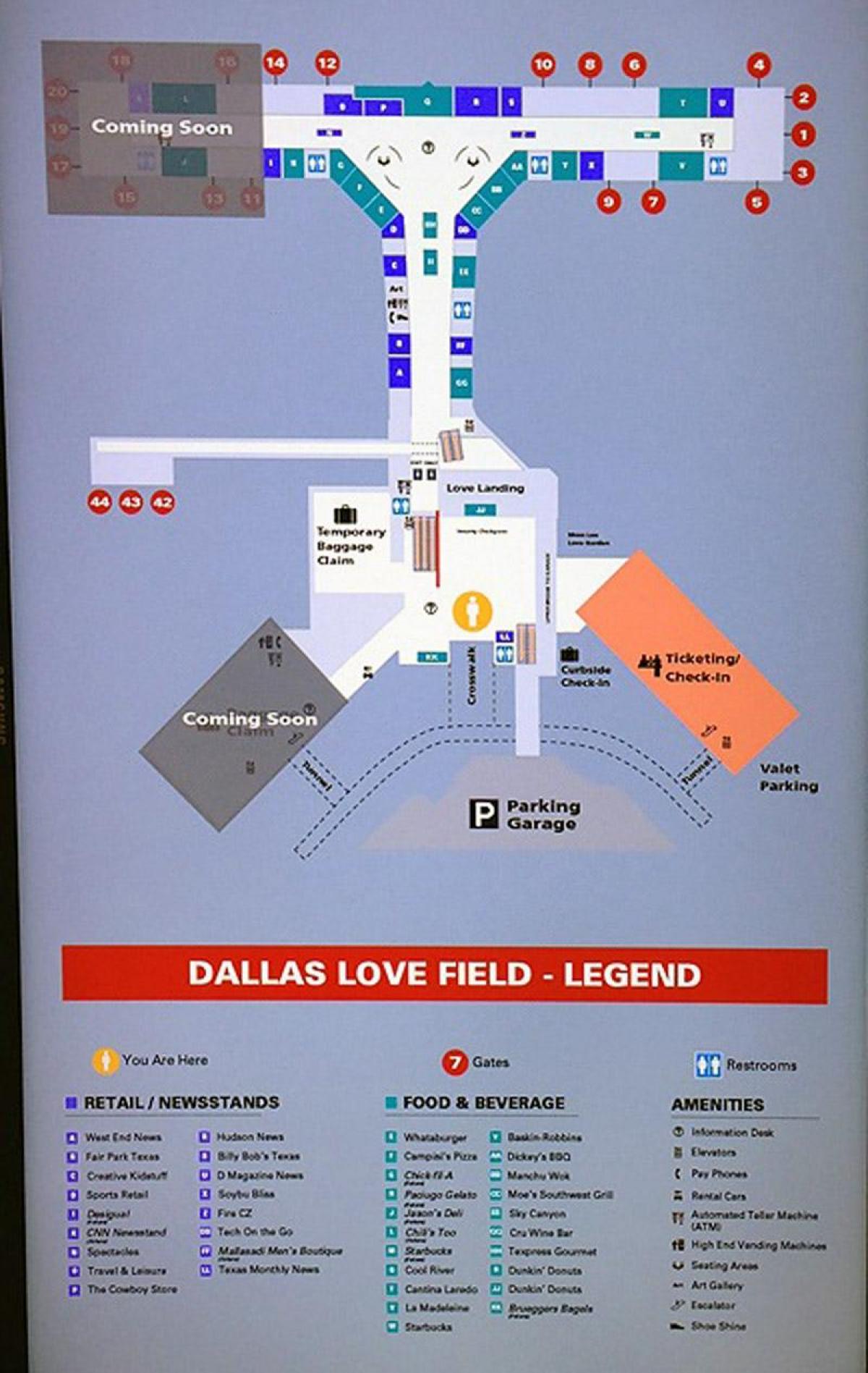 Dallas love field flyplass kart