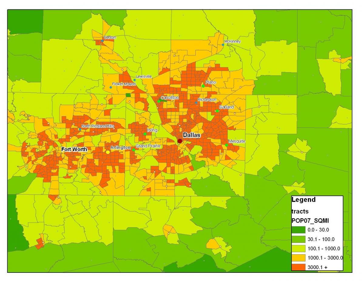 kart av Dallas metroplex