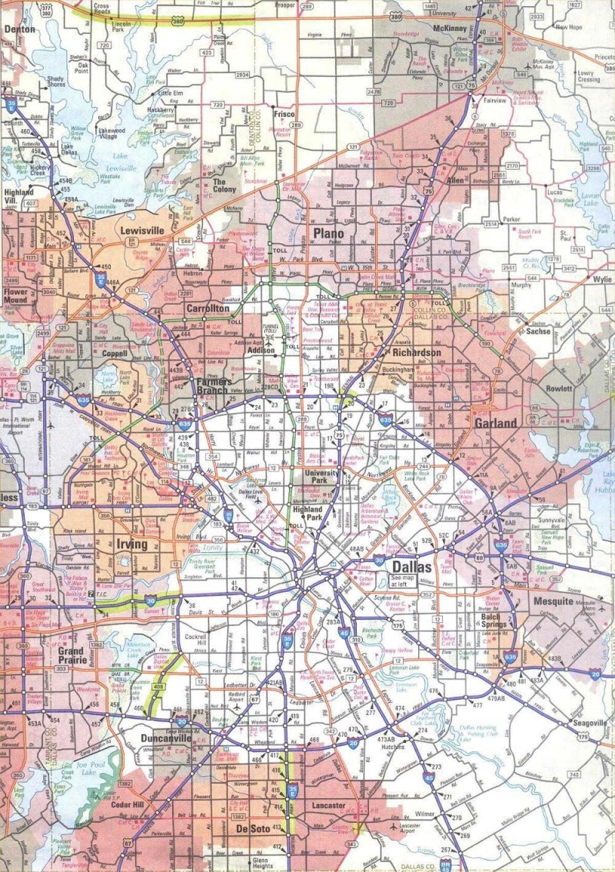 kart av Dallas Texas området