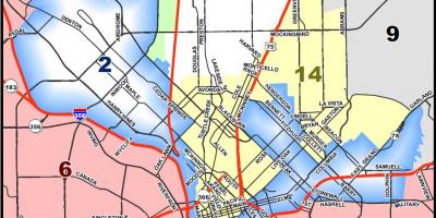 Dallas bystyret distriktet kart